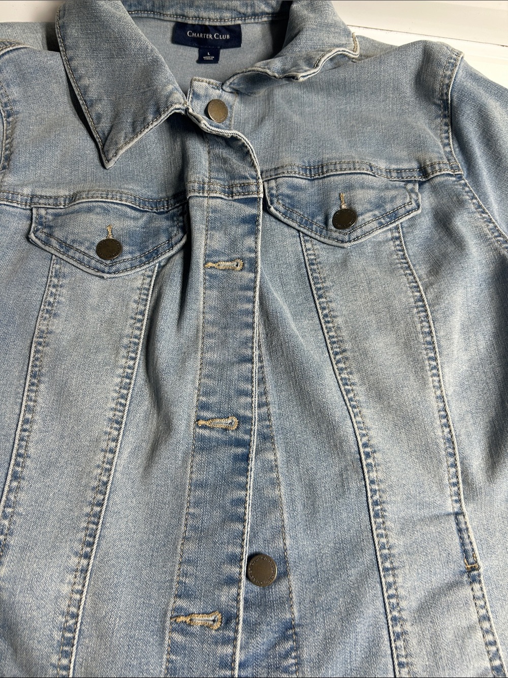 Charter Club Light Wash Blue Denim Jacket